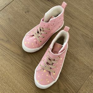 H&M pink and gold star high top sneakers, Girl size 11.5